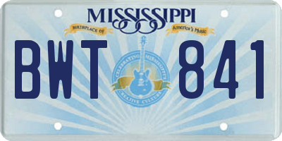 MS license plate BWT841