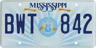 MS license plate BWT842