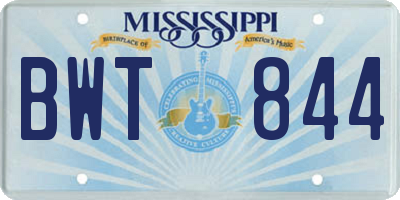 MS license plate BWT844
