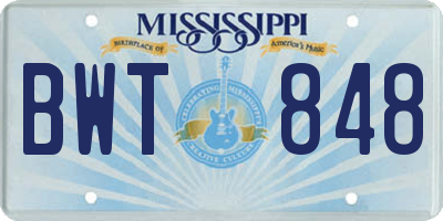 MS license plate BWT848