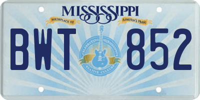 MS license plate BWT852