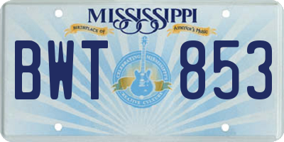 MS license plate BWT853