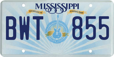 MS license plate BWT855