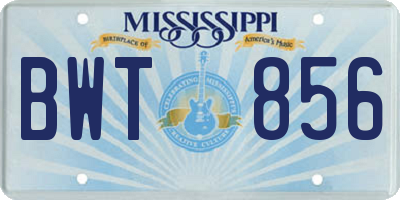 MS license plate BWT856