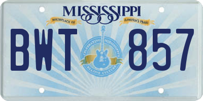 MS license plate BWT857