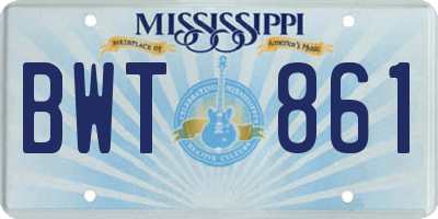 MS license plate BWT861