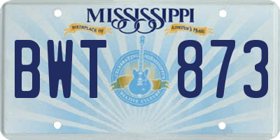 MS license plate BWT873