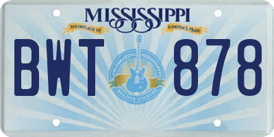 MS license plate BWT878