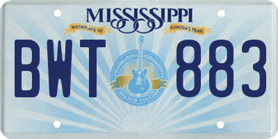 MS license plate BWT883