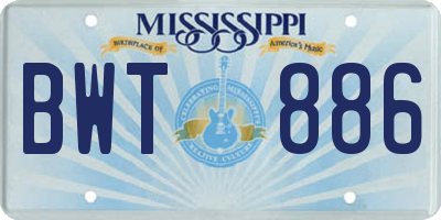 MS license plate BWT886