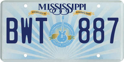 MS license plate BWT887