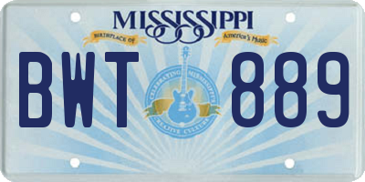 MS license plate BWT889