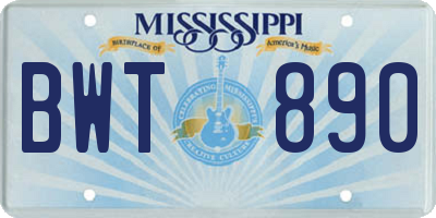 MS license plate BWT890