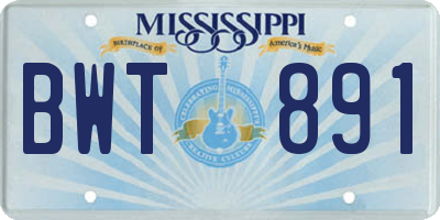 MS license plate BWT891