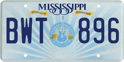 MS license plate BWT896