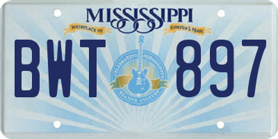 MS license plate BWT897