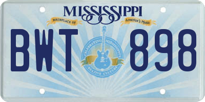 MS license plate BWT898