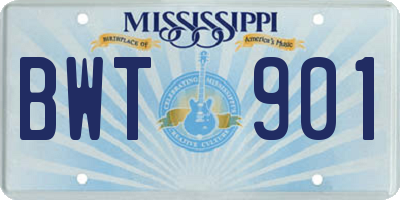 MS license plate BWT901