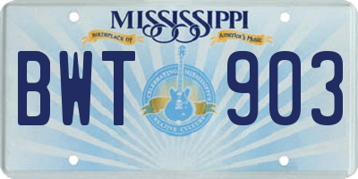 MS license plate BWT903