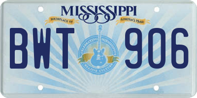 MS license plate BWT906