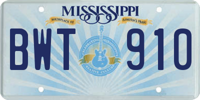 MS license plate BWT910