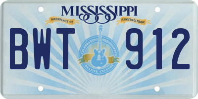 MS license plate BWT912