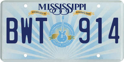 MS license plate BWT914