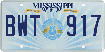 MS license plate BWT917