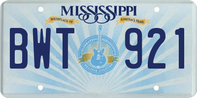 MS license plate BWT921