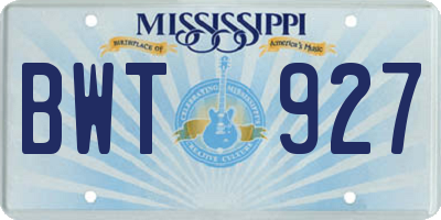 MS license plate BWT927