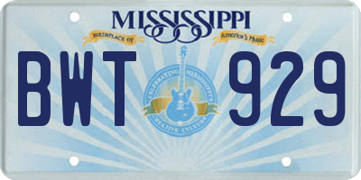 MS license plate BWT929