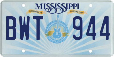 MS license plate BWT944