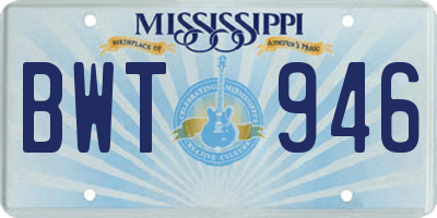 MS license plate BWT946