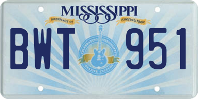 MS license plate BWT951