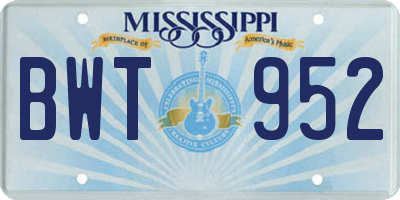 MS license plate BWT952