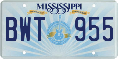 MS license plate BWT955