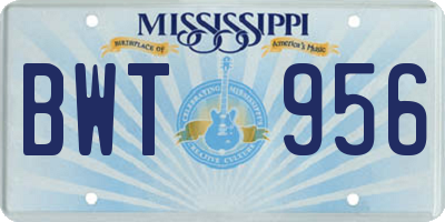 MS license plate BWT956