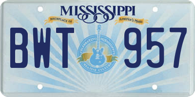 MS license plate BWT957