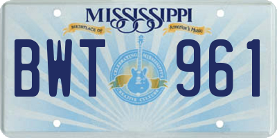 MS license plate BWT961