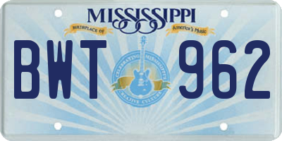 MS license plate BWT962