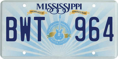 MS license plate BWT964