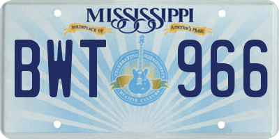 MS license plate BWT966