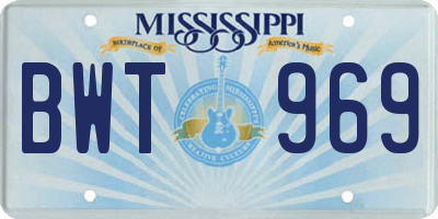 MS license plate BWT969