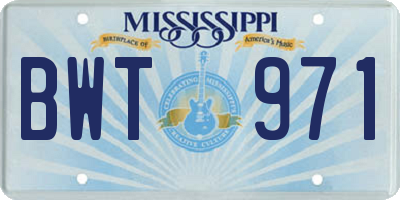 MS license plate BWT971