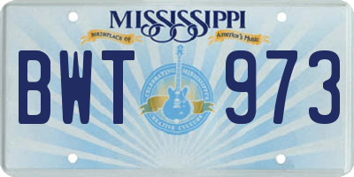 MS license plate BWT973
