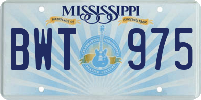 MS license plate BWT975