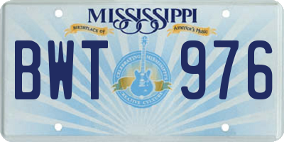 MS license plate BWT976