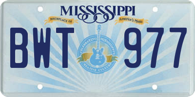 MS license plate BWT977