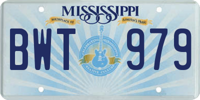 MS license plate BWT979