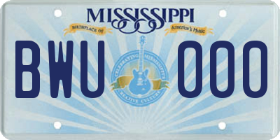 MS license plate BWU000